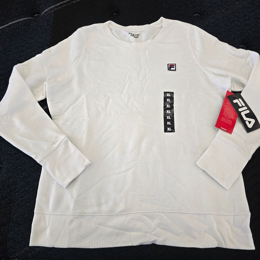 Fila Women's White Crewneck Fleece Sweater Size Extra Large
